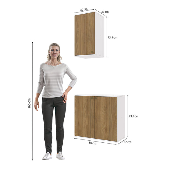 Vanitory Baño Kappesberg 80cm MDF Blanco y Marrón