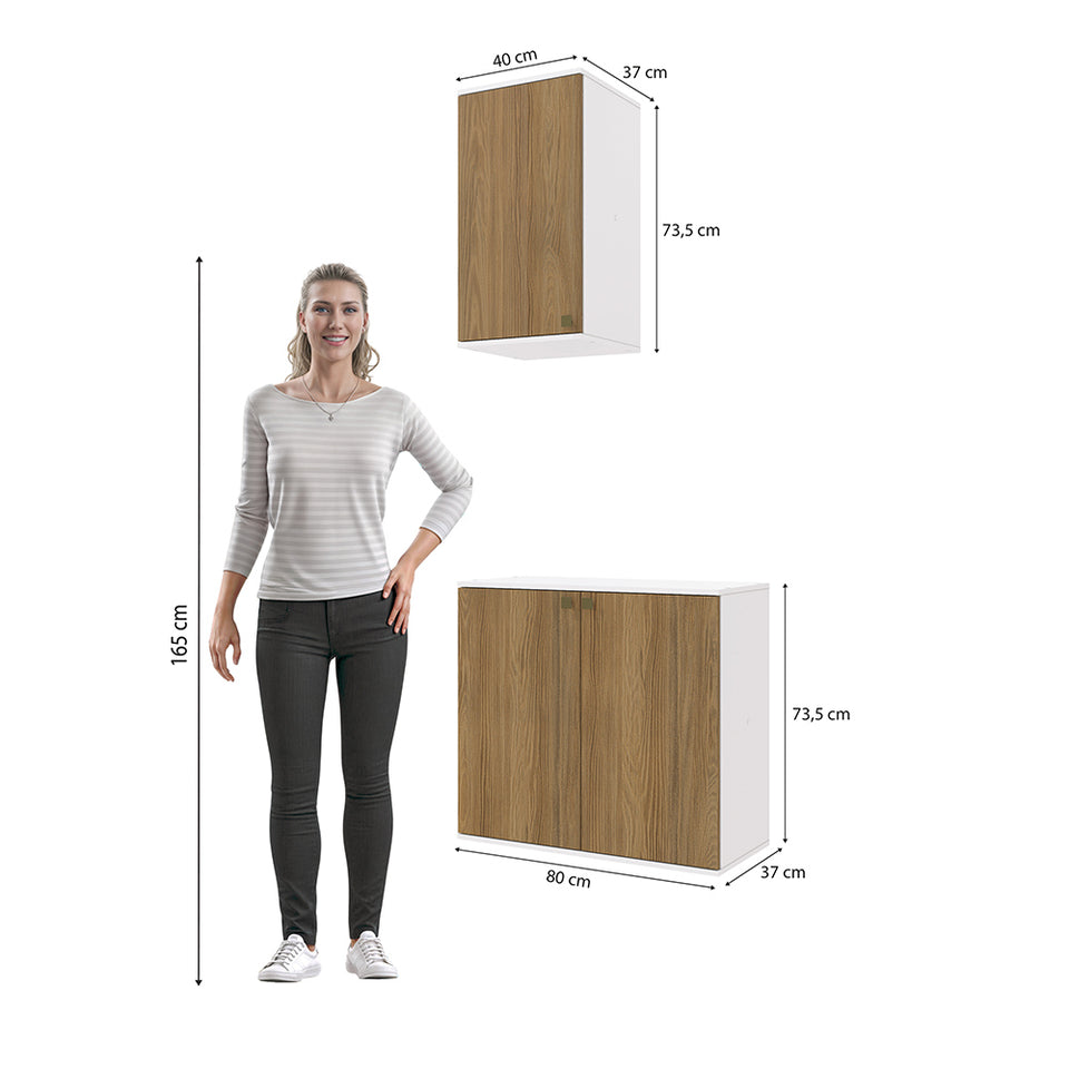 Vanitory Baño Kappesberg 80cm MDF Blanco y Marrón