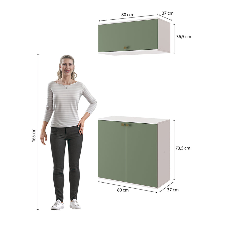 Vanitory Baño Kappesberg 80cm MDF Blanco y Verde