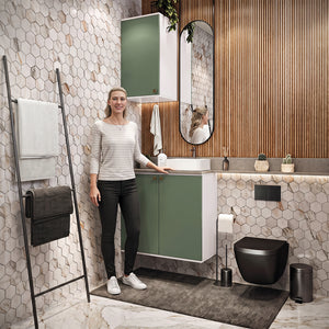 Vanitory Baño Kappesberg 80cm MDF Blanco y Verde