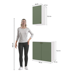 Vanitory Baño Kappesberg 80cm MDF Blanco y Verde
