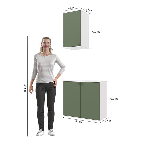 Vanitory Baño Kappesberg 80cm MDF Blanco y Verde