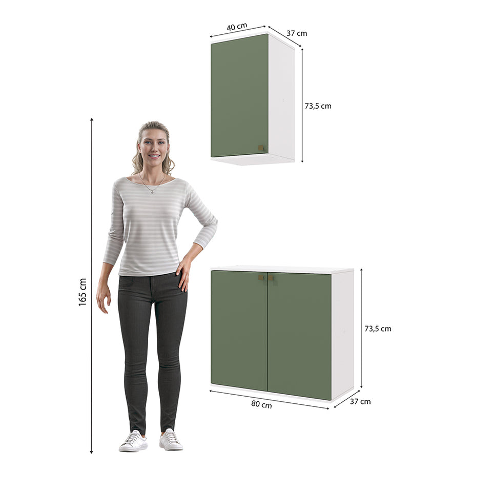 Vanitory Baño Kappesberg 80cm MDF Blanco y Verde