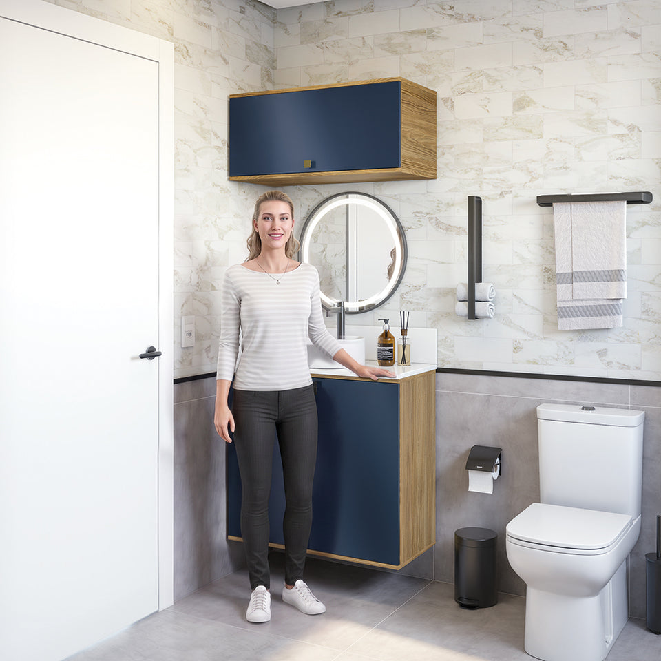Vanitory Baño Kappesberg 80cm MDF Marrón y Azul