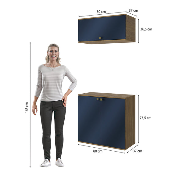 Vanitory Baño Kappesberg 80cm MDF Marrón y Azul