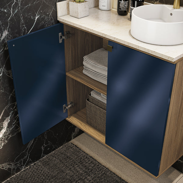 Vanitory Baño Kappesberg 80cm MDF Marrón y Azul