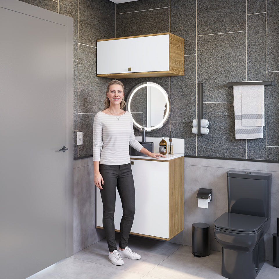 Vanitory Baño Kappesberg 80cm MDF Marrón y Blanco
