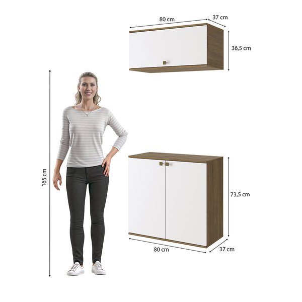 Vanitory Baño Kappesberg 80cm MDF Marrón y Blanco