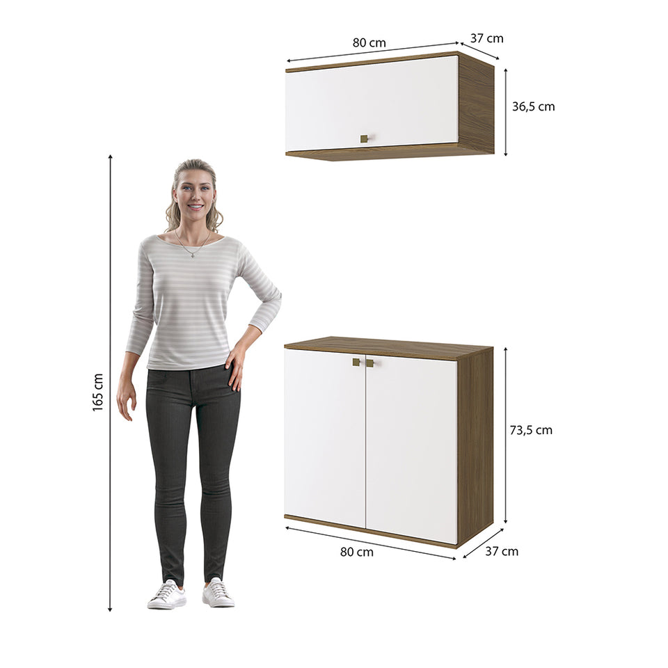 Vanitory Baño Kappesberg 80cm MDF Marrón y Blanco