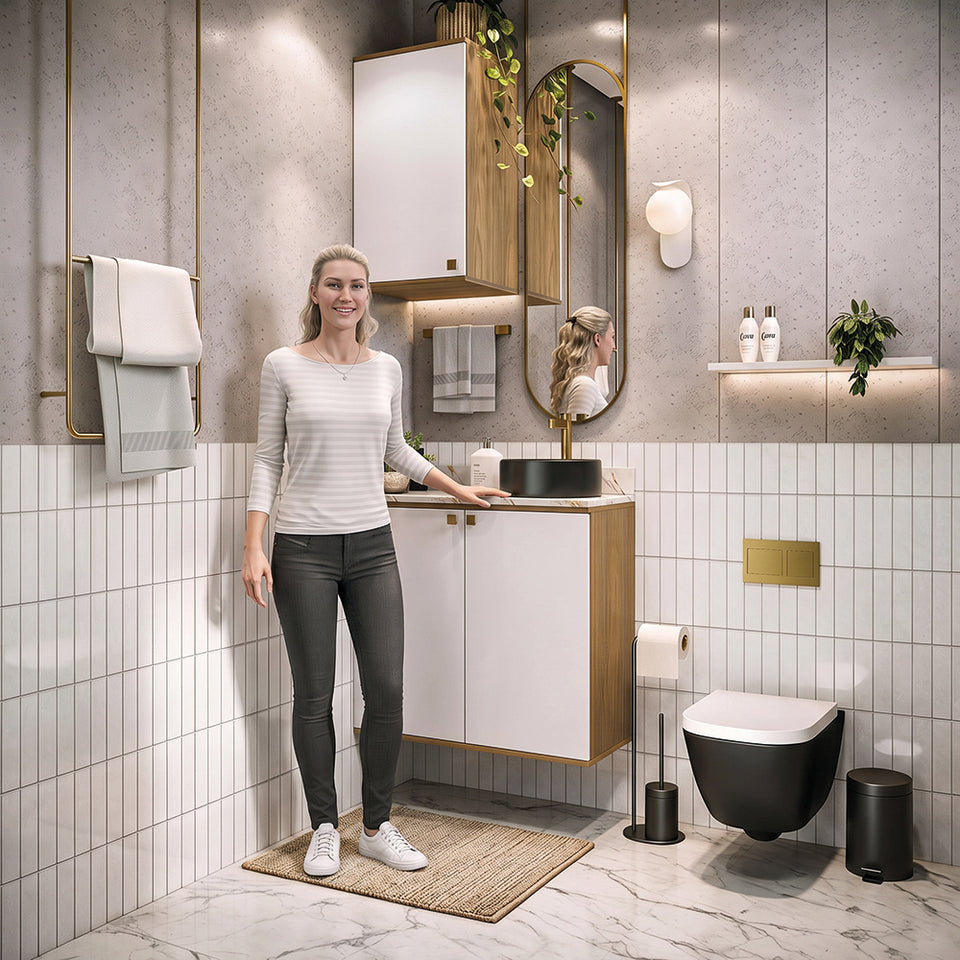 Vanitory Baño Kappesberg 80cm MDF Marrón y Blanco