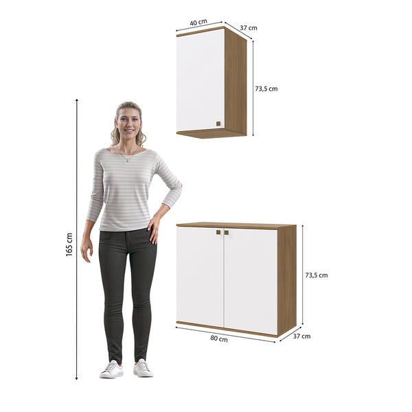 Vanitory Baño Kappesberg 80cm MDF Marrón y Blanco
