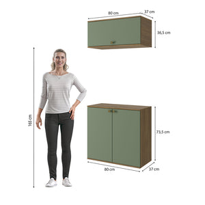Vanitory Baño Kappesberg 80cm MDF Marrón y Verde