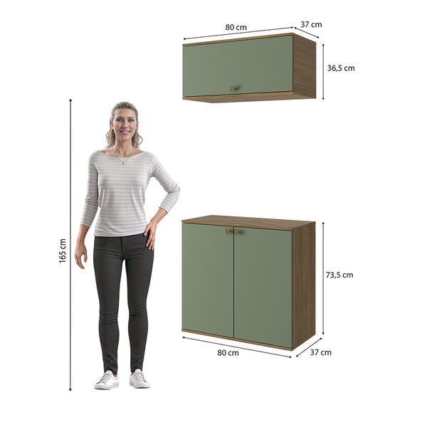 Vanitory Baño Kappesberg 80cm MDF Marrón y Verde