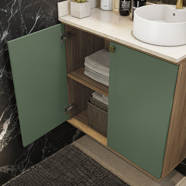 Vanitory Baño Kappesberg 80cm MDF Marrón y Verde