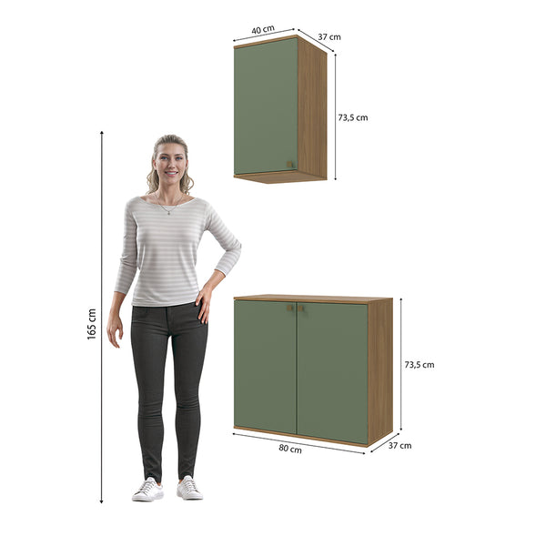 Vanitory Baño Kappesberg 80cm MDF Marrón y Verde