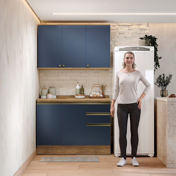 Alacena Cocina Kappesberg 120cm MDF 5 Puertas Marrón y Azul