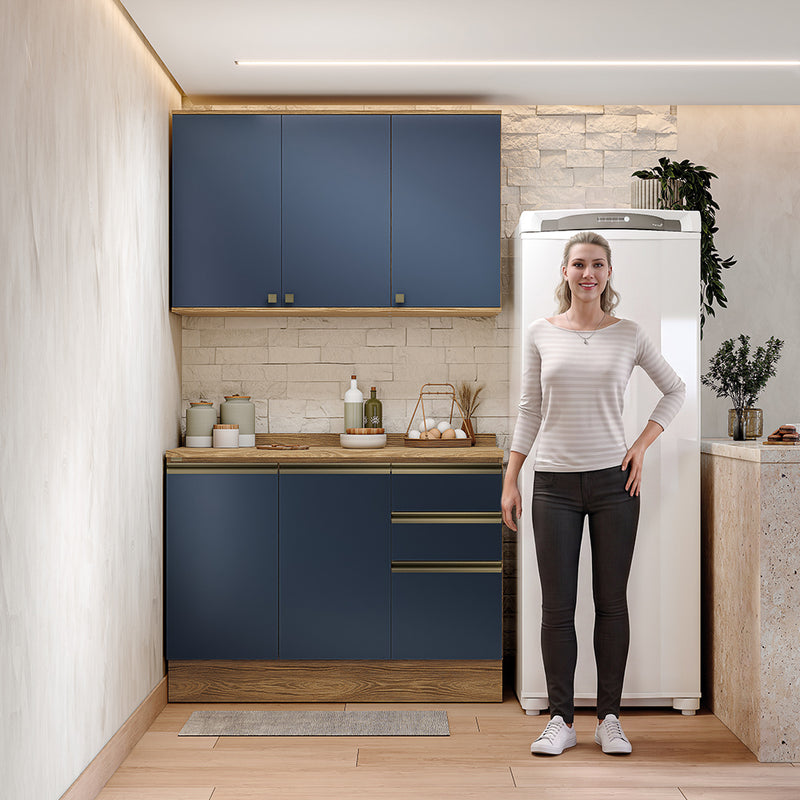 Alacena Cocina Kappesberg 120cm MDF 5 Puertas Marrón y Azul
