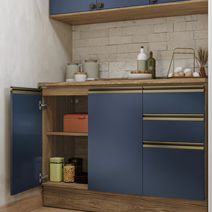 Alacena Cocina Kappesberg 120cm MDF 5 Puertas Marrón y Azul