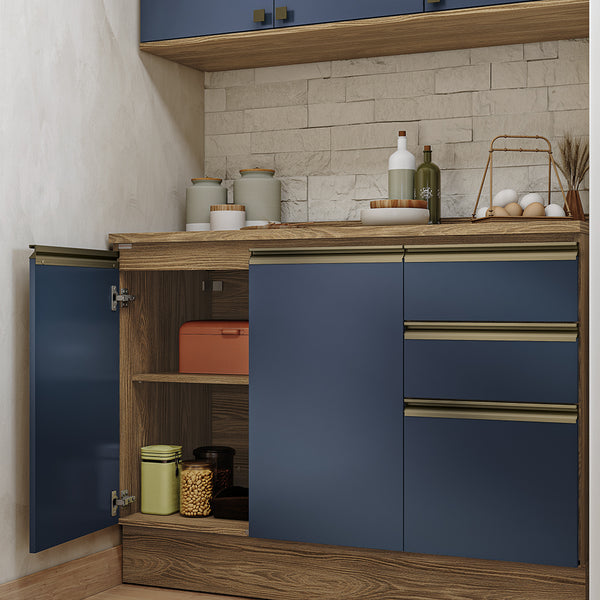 Alacena Cocina Kappesberg 120cm MDF 5 Puertas Marrón y Azul