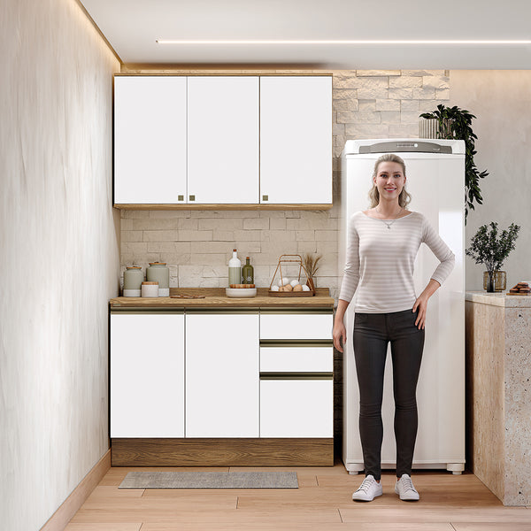 Alacena Cocina Kappesberg 120cm MDF 5 Puertas Marrón/Blanco