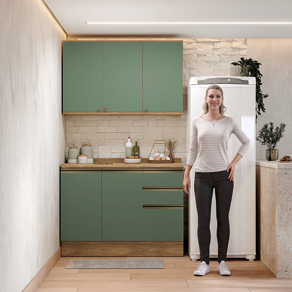 Alacena Cocina Kappesberg 120cm MDF 5 Puertas Marrón/Verde