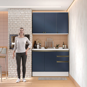 Alacena Cocina Kappesberg 120cm MDF 5 Puertas Blanco y Azul