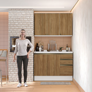 Alacena Cocina Kappesberg 120cm MDF 5 Puertas Blanco/Marrón
