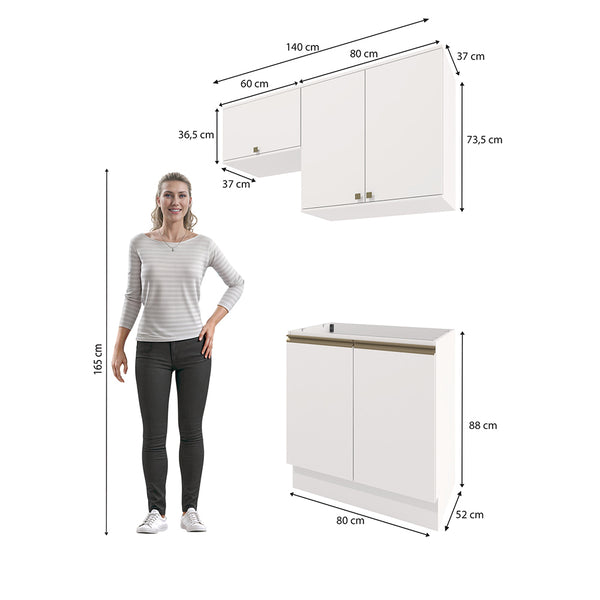 Lavadero Kappesberg 140cm MDF Con Aéreos Blanco