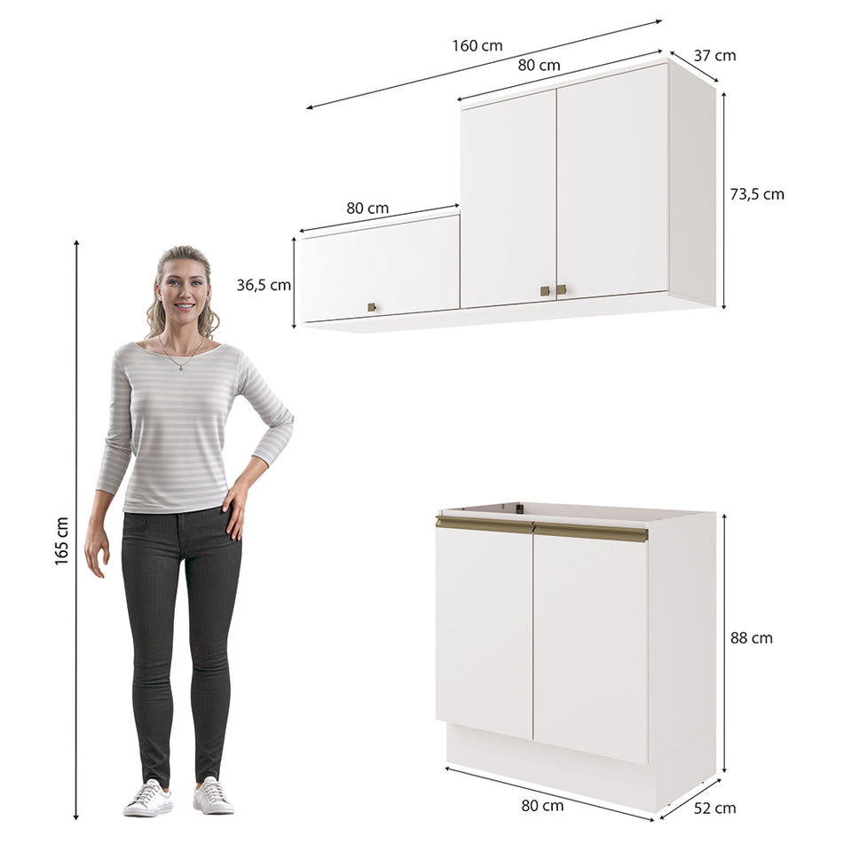 Lavadero Kappesberg 160cm MDF Con Aéreos Blanco
