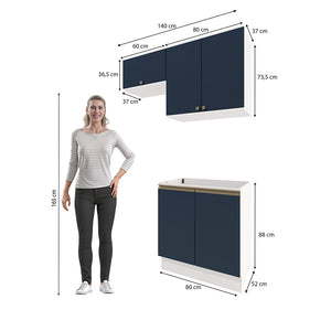 Lavadero Kappesberg 140cm MDF Con Aéreos Blanco y Azul