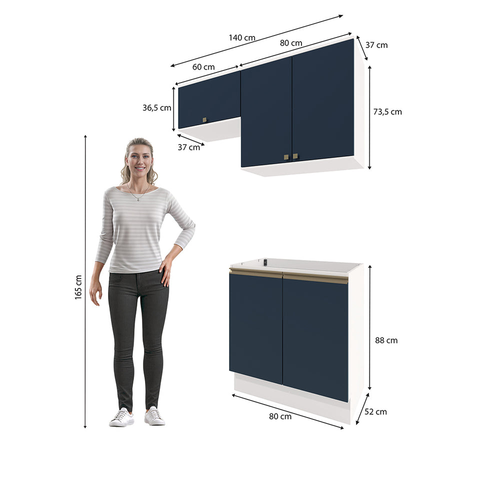 Lavadero Kappesberg 140cm MDF Con Aéreos Blanco y Azul