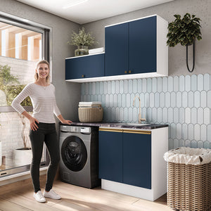 Lavadero Kappesberg 160cm MDF Con Aéreos Blanco y Azul