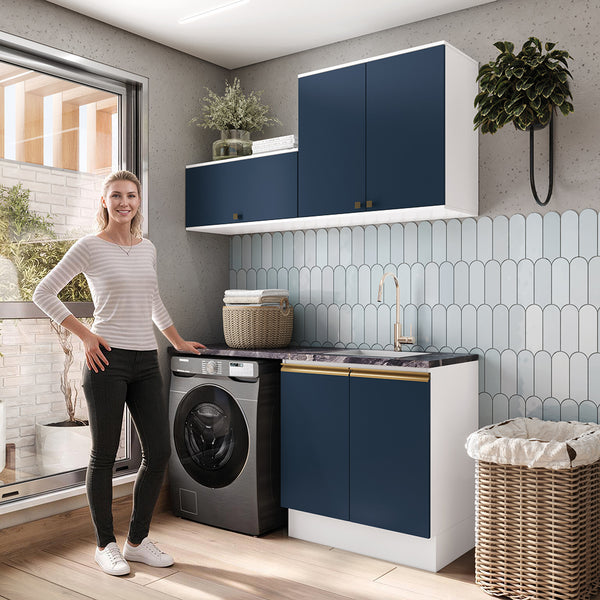 Lavadero Kappesberg 160cm MDF Con Aéreos Blanco y Azul