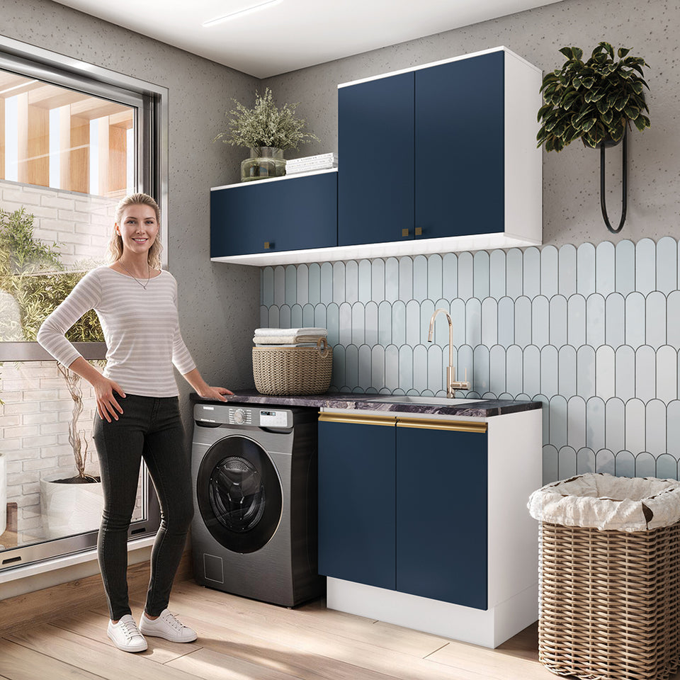 Lavadero Kappesberg 160cm MDF Con Aéreos Blanco y Azul