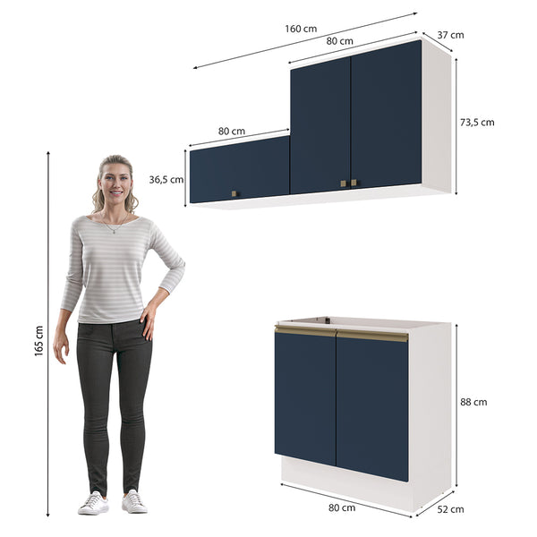 Lavadero Kappesberg 160cm MDF Con Aéreos Blanco y Azul