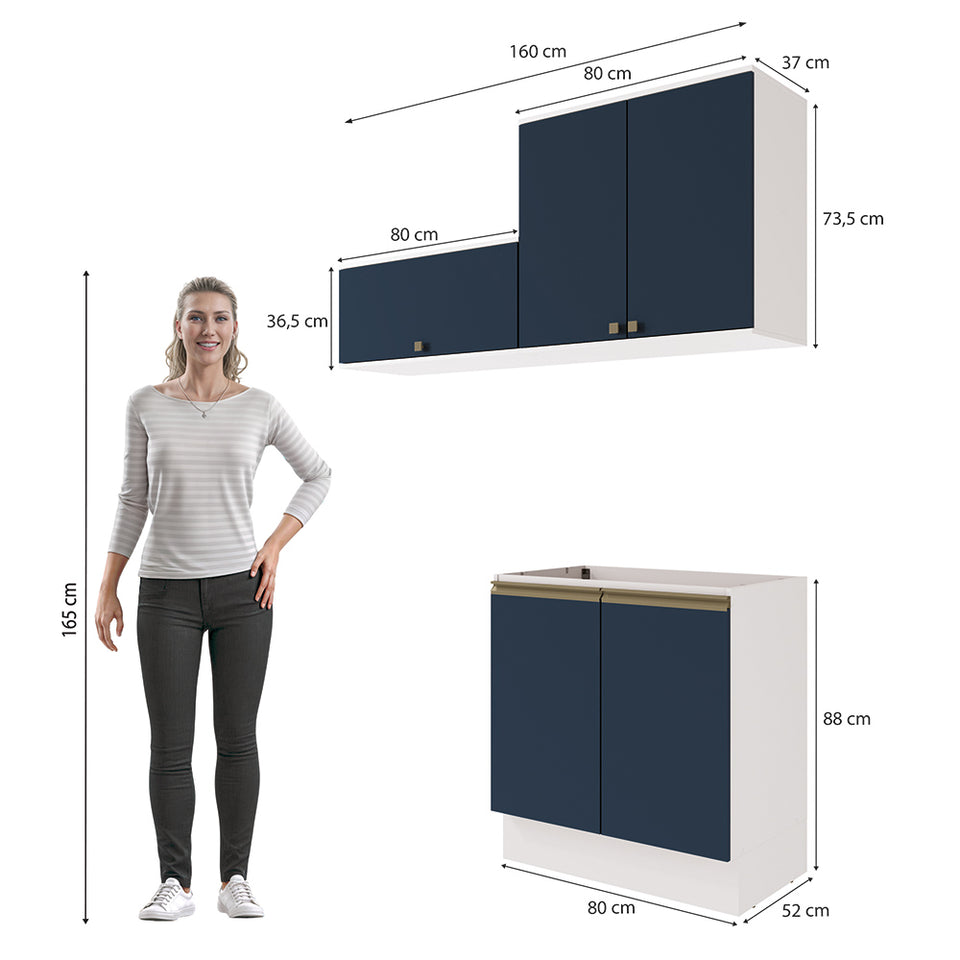 Lavadero Kappesberg 160cm MDF Con Aéreos Blanco y Azul