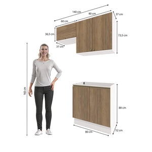 Lavadero Kappesberg 140cm MDF Con Aéreos Blanco y Marrón