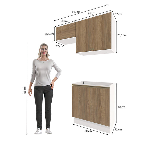Lavadero Kappesberg 140cm MDF Con Aéreos Blanco y Marrón