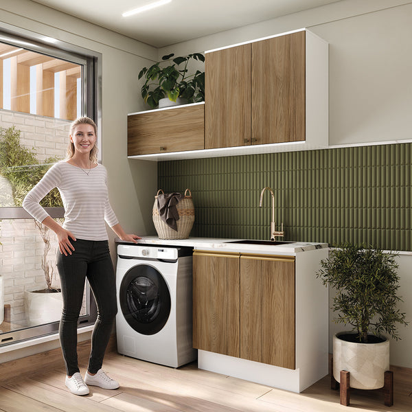 Lavadero Kappesberg 160cm MDF Con Aéreos Blanco y Marrón