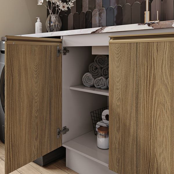 Lavadero Kappesberg 160cm MDF Con Aéreos Blanco y Marrón