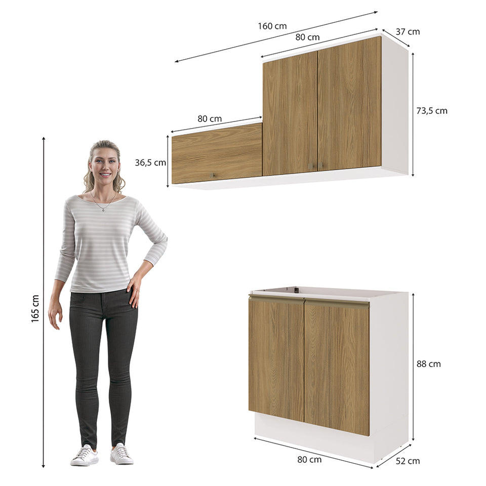 Lavadero Kappesberg 160cm MDF Con Aéreos Blanco y Marrón