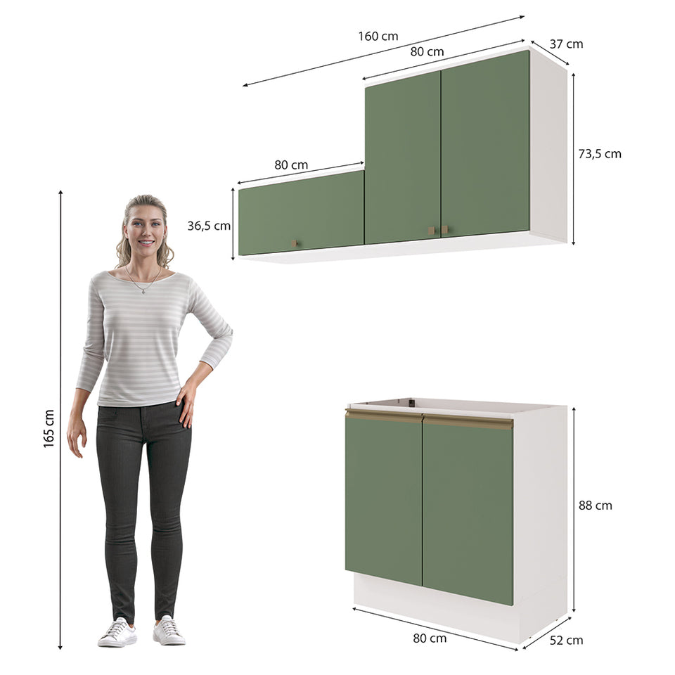 Lavadero Kappesberg 160cm MDF Con Aéreos Blanco y Verde
