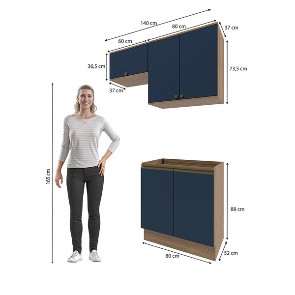 Lavadero Kappesberg 140cm MDF Con Aéreos Marrón y Azul
