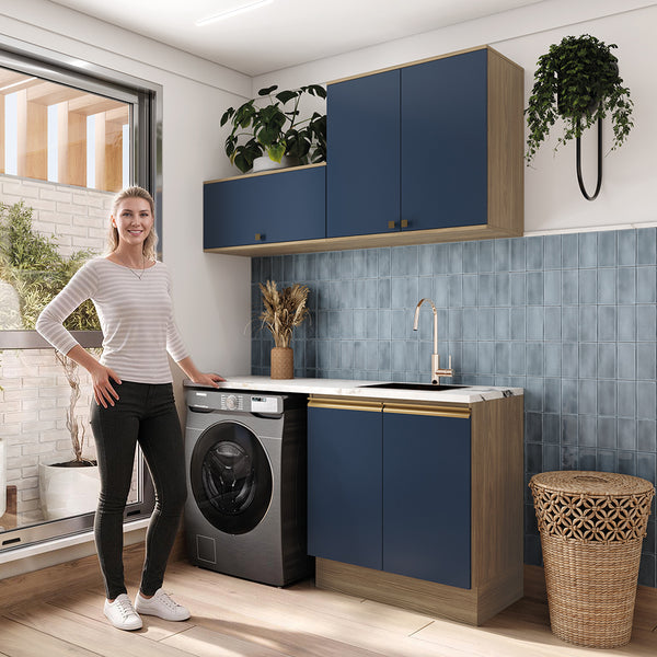 Lavadero Kappesberg 160cm MDF Con Aéreos Marrón y Azul
