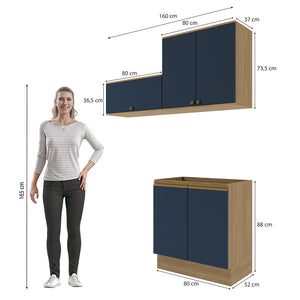 Lavadero Kappesberg 160cm MDF Con Aéreos Marrón y Azul