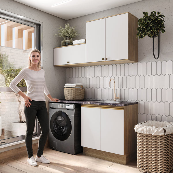 Lavadero Kappesberg 160cm MDF Con Aéreos Marrón y Blanco
