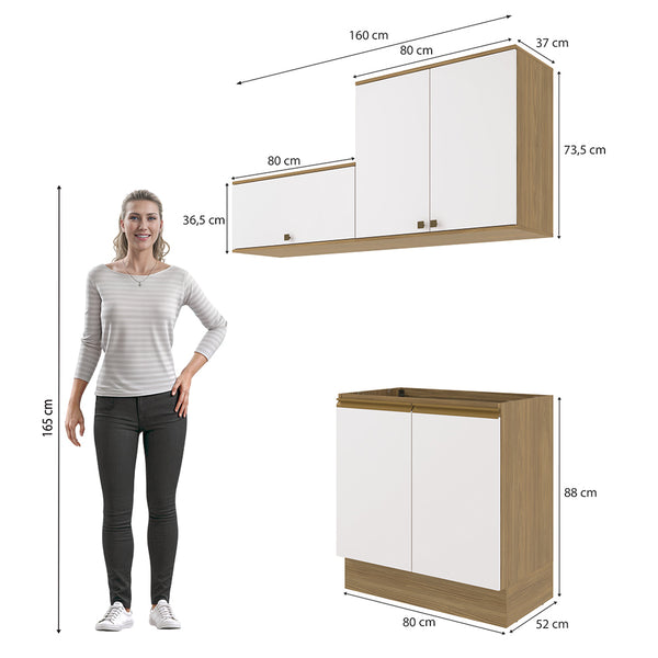 Lavadero Kappesberg 160cm MDF Con Aéreos Marrón y Blanco