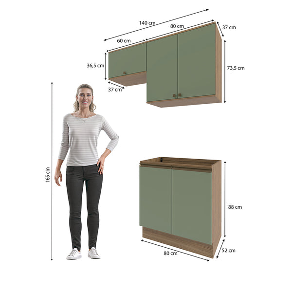 Lavadero Kappesberg 140cm MDF Con Aéreos Marrón y Verde
