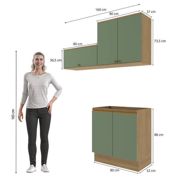Lavadero Kappesberg 160cm MDF Con Aéreos Marrón y Verde