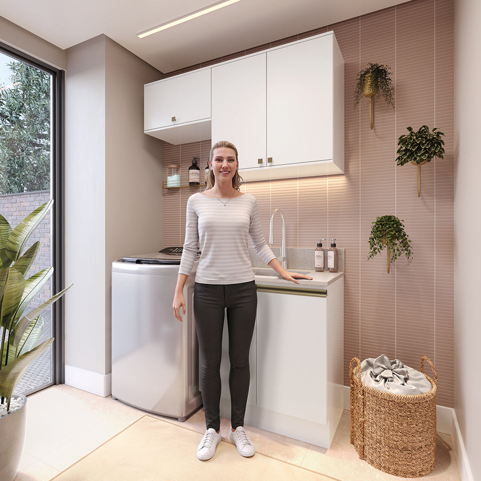 Lavadero Kappesberg 140cm MDF Con Aéreos Blanco
